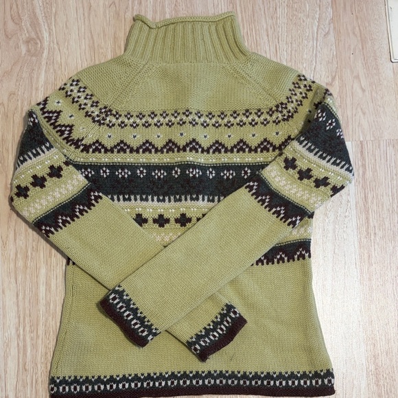 Olive Green Frost Turtleneck Sweater Lambswool - Picture 2 of 5